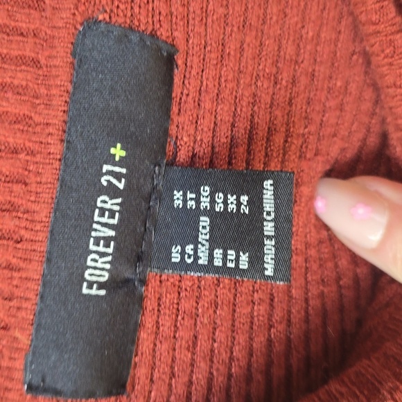 Forever 21 Plus mock neck sweater 3x Rust Brown Burnt orange dolman - Picture 8 of 9